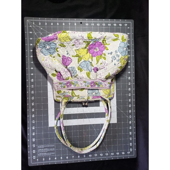 Vera Bradley Tote Bag WATERCOLOR Gray Floral Zip Shoulder RETIRED All Over Print - Picture 9 of 10